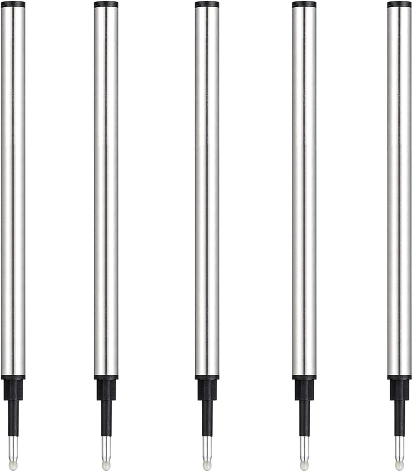 DunBong Rollerball Pen Refills, Roller Ball Fine Point 0.5mm, Red Ink Refill Pack of 5 - Replaceable Ballpoint Pen Refills Medium Point (Red)