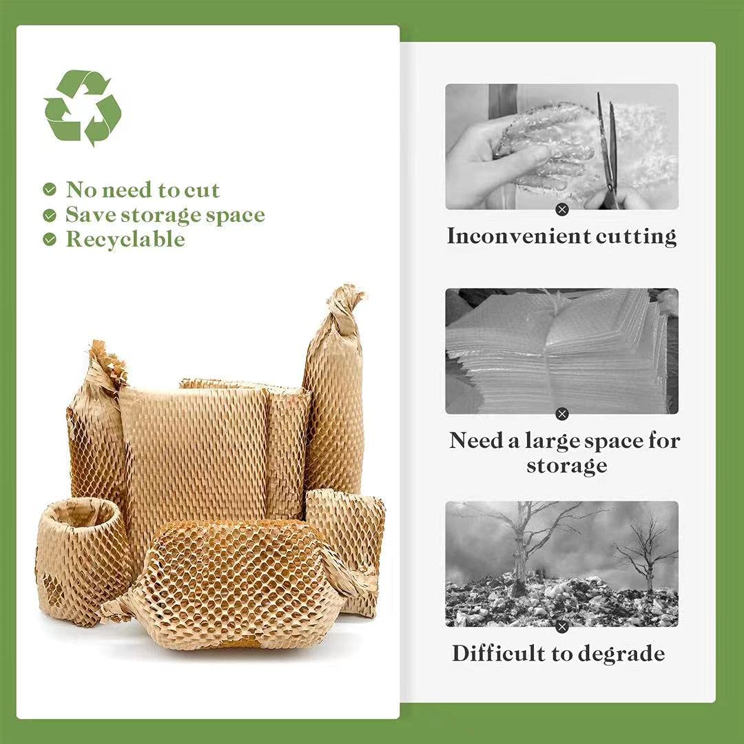 Honeycomb Packing Paper, 15" x 200' Honeycomb Cushioning Wrap Roll for Moving Shipping Packaging Gifts, Recyclable Honeycomb Paper Moving Supplies Bubble Paper Wrapping Protective Roll Khaki
