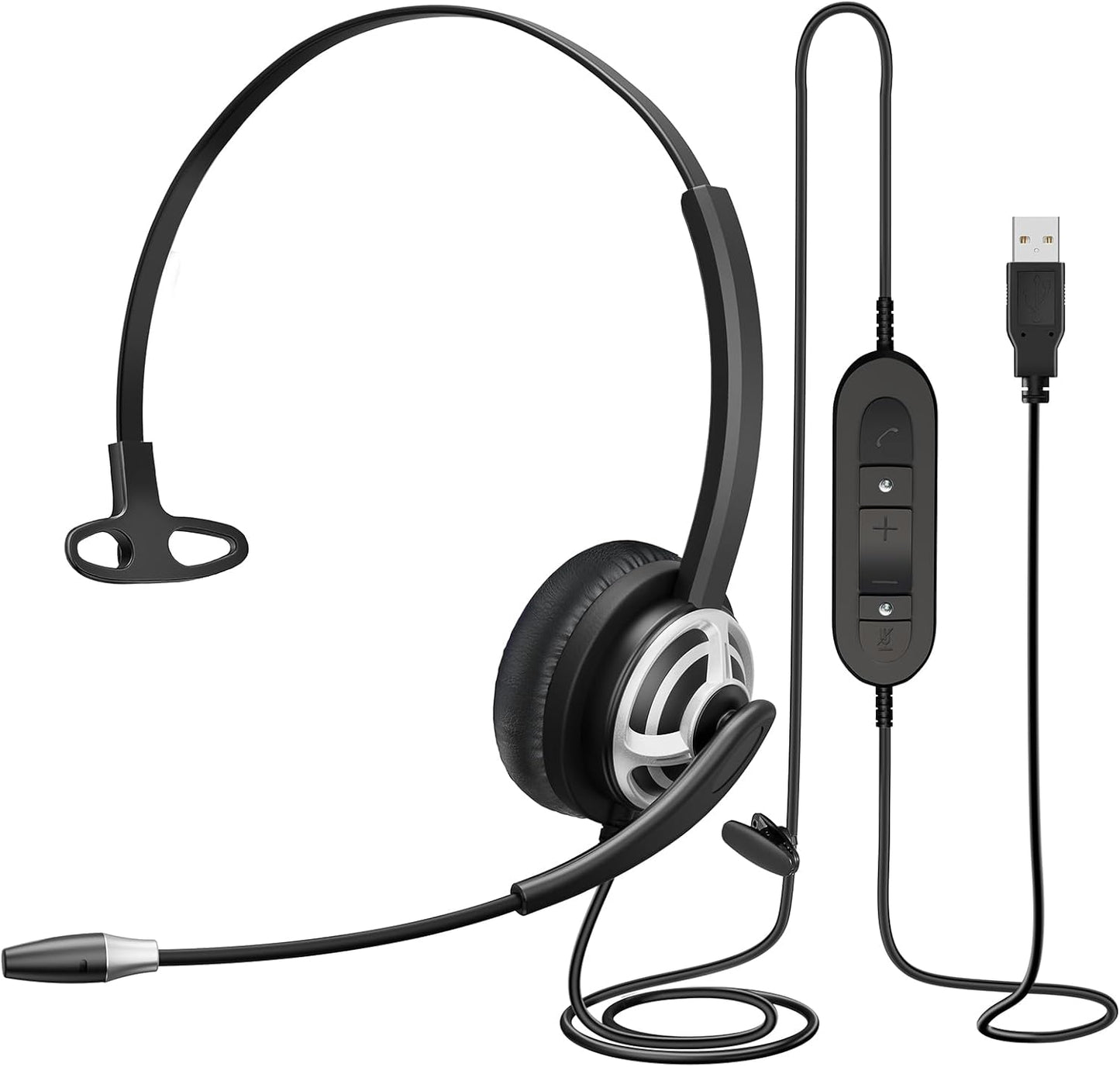 MAIRDI USB Headset with Microphone for PC, Computer Headset with Mic Noise Canceling for Laptop Teams Zoom Office Call Center Voip Telephone Calls, Dictation Headset for Dragon Naturelly Speaking