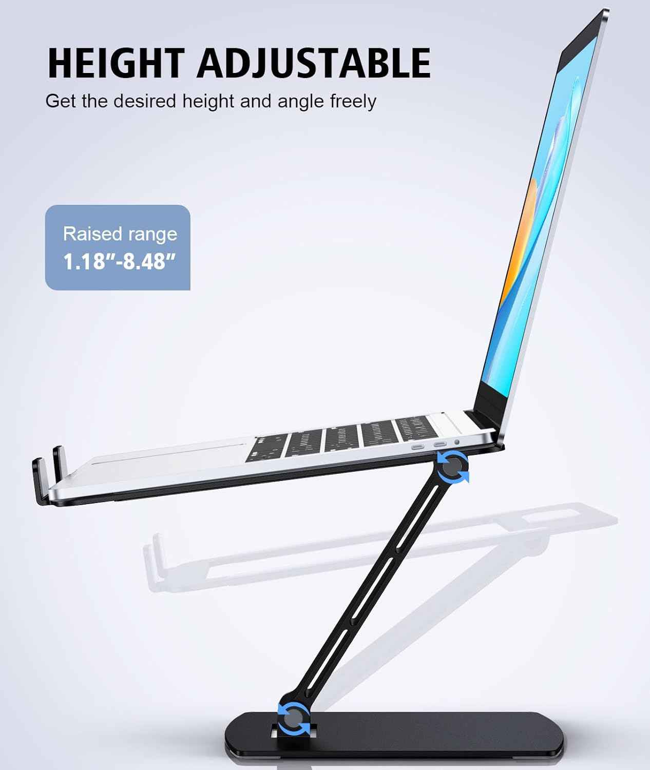 Laptop Stand for Desk, Aluminum Adjustable Foldable Laptop Riser, Ergonomic Computer Stand Compatible with MacBook, Dell, Samsung, Lenovo, 10-16"