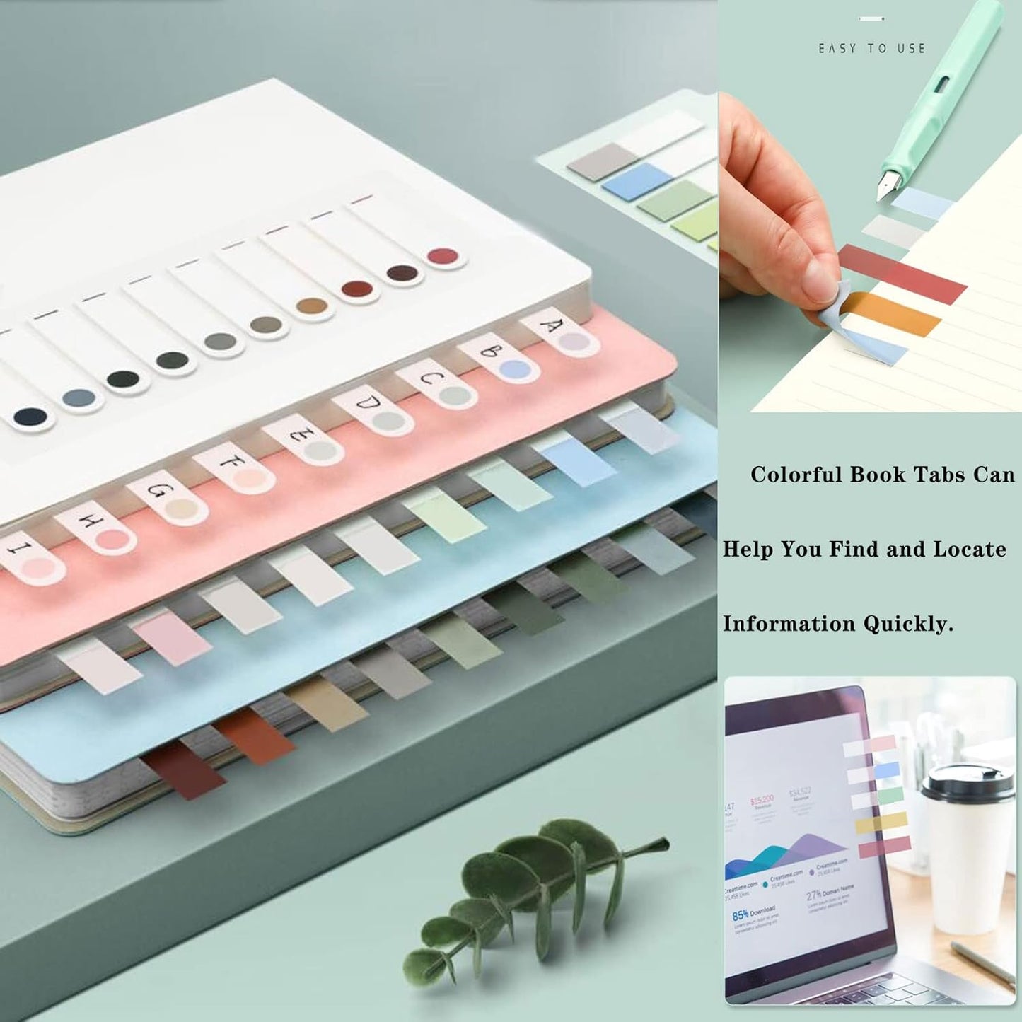 ELII 2000pcs Books Tabs for Annotating,Sticky Tabs Clear Sticky Notes,Page Markers for Notebooks, Multi-Colored Writable and Repositionable Book Flags Strip