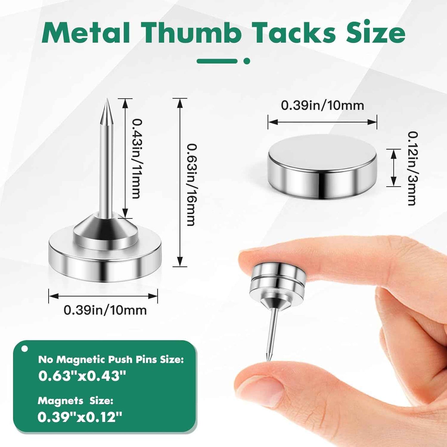 20 Sets Magnetic Push Pins, Silver Magnetic Tacks, Thumbtacks for Hanging, Poster Hanger, Push Pin Plips, Thumb Tacks for Wall, Push Pins for Bulletin Board Cork Board, Cubicle Accessories