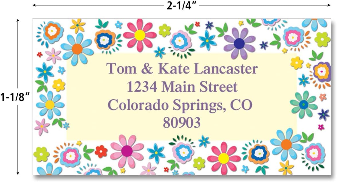 Colorful Images Cheerful Florals Return Address Mailing Labels, Personalize with Name & Address, Set of 144 Self Adhesive, Easy Peel Flat Label Sheets, Large, 1 Design - Lumora Desk