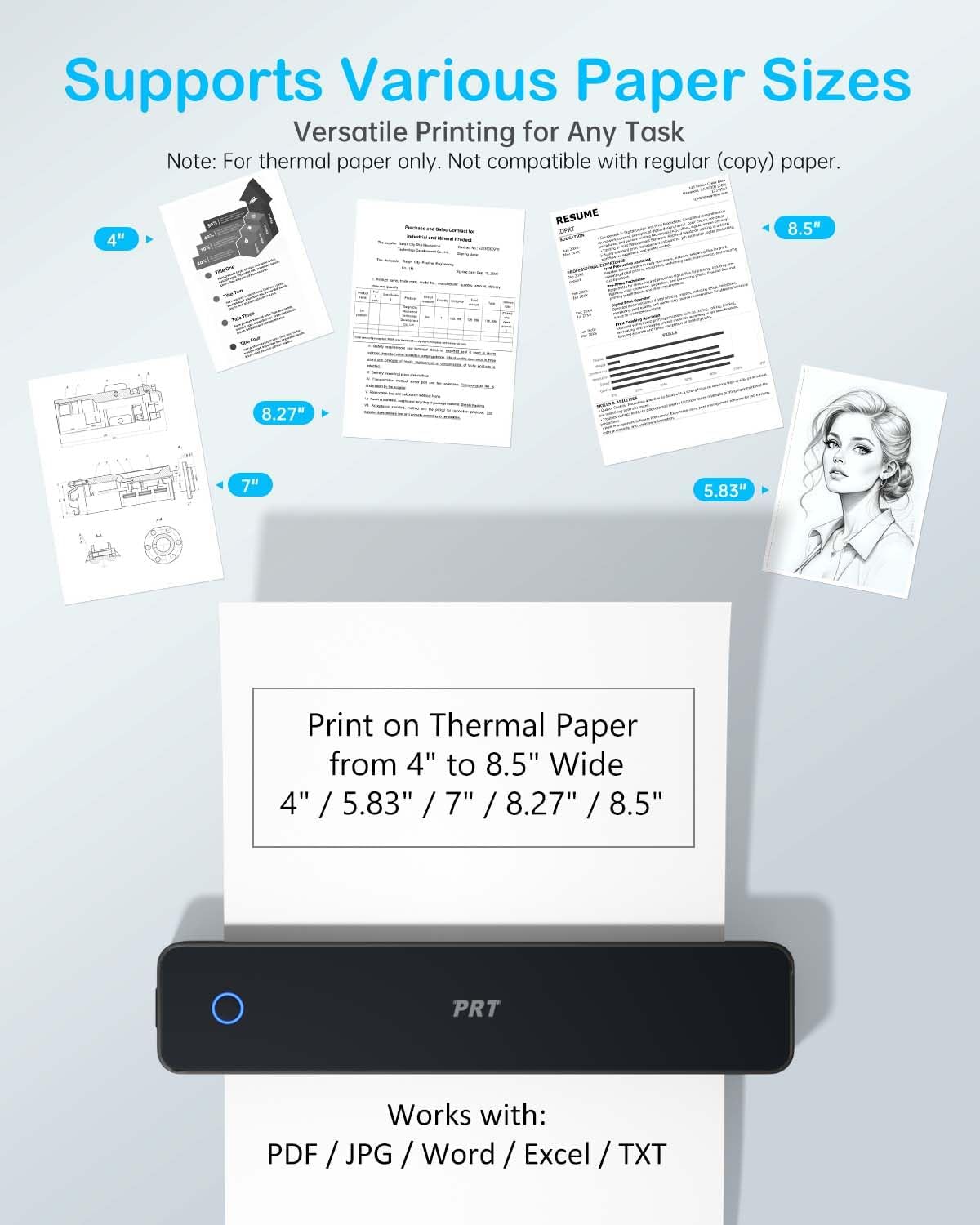 Inkless Portable Printer for Travel, Wireless Thermal Printer Support 8.5 x 11 Inch US Letter A4 B5, Bluetooth Mobile Printers with iOS, Android, Laptop for Home Use, Car, Office, School, Black - Lumora Desk