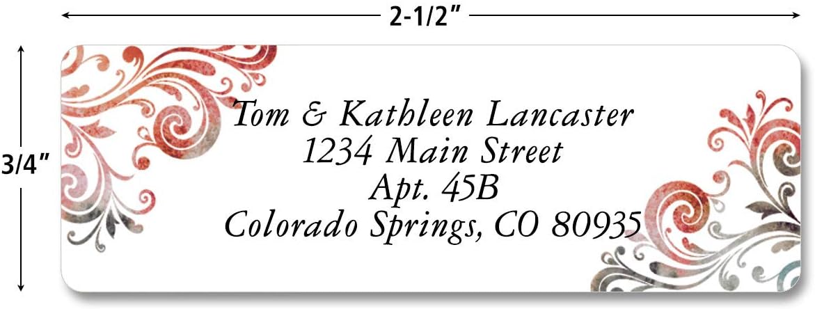 Colorful Images Colorful Gray Swirls Rolled Personalized Return Address Mailing Labels with Dispenser, Customize with Name & Shipping Address, 250 ¾” x 2½” Self Adhesive, Easy Peel Label Roll - Lumora Desk
