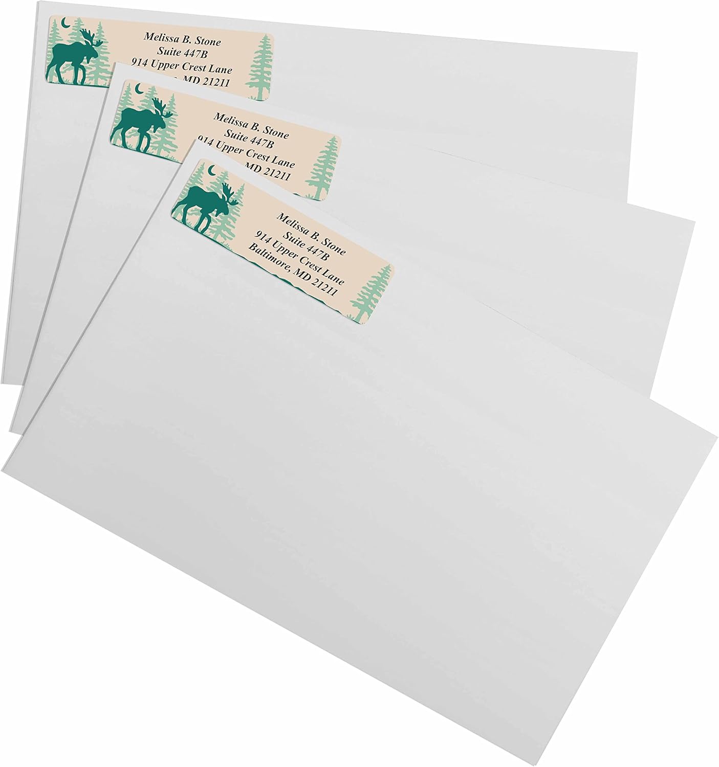 Brushed Moose Designer Rolled Address Labels with Elegant Plastic Dispenser - Lumora Desk