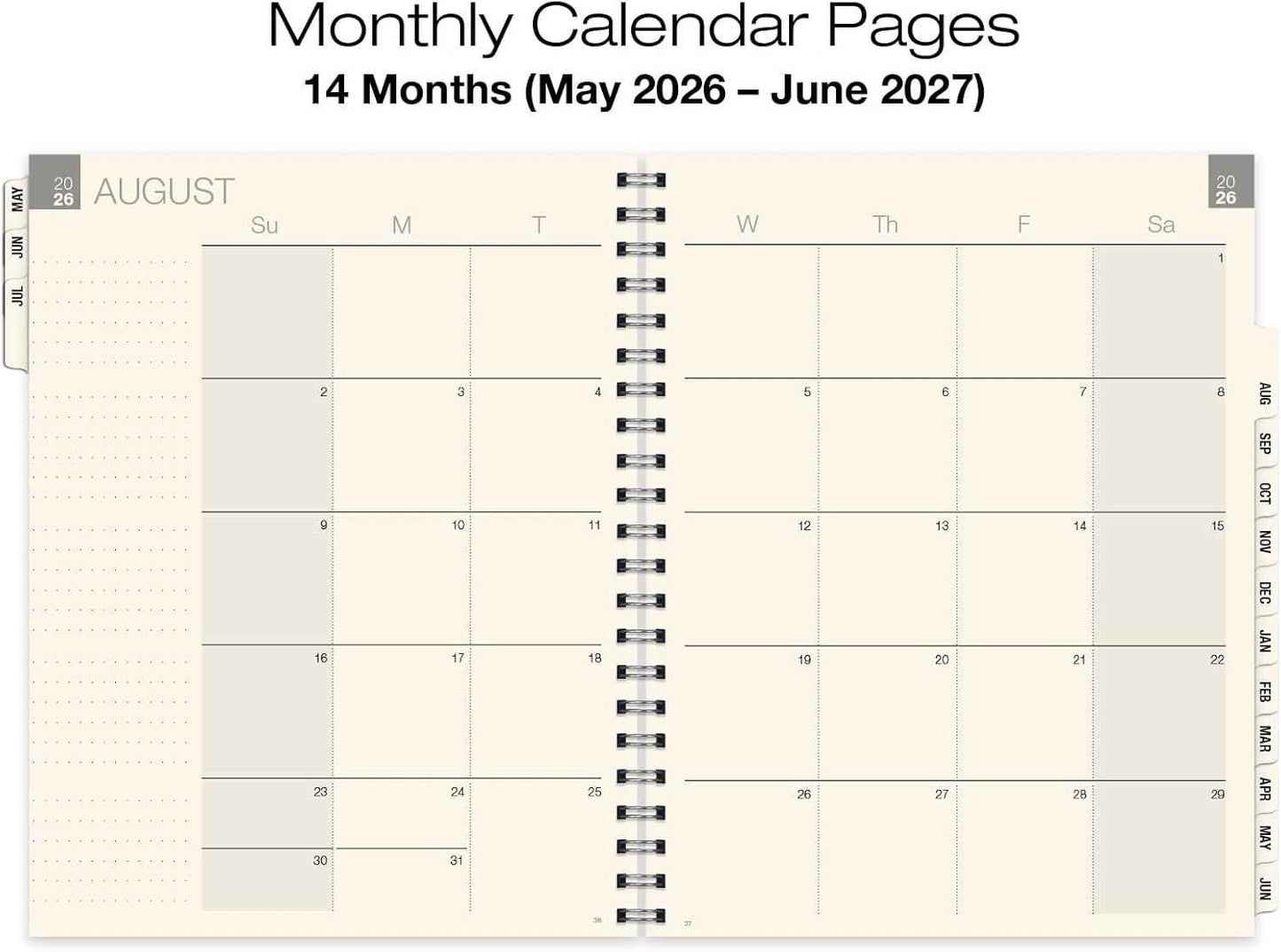 ESSENTIAL 2026-2027 Monthly & Weekly Planner with Tabs, 8.5"x11": 14 Months (May 2026 - June 2027), Professional, Simple, Easy-to-Use Design and Frosted Poly Cover for Extra Protection (Frosted)