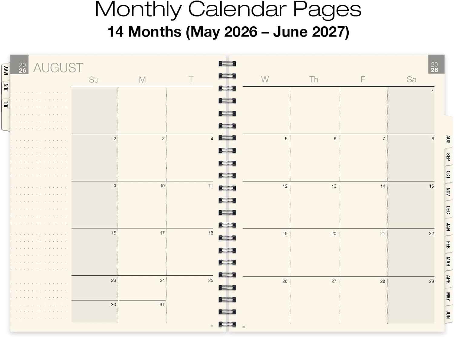 ESSENTIAL 2026-2027 Monthly & Weekly Planner with Tabs, 8.5"x11": 14 Months (May 2026 - June 2027), Professional, Simple, Easy-to-Use Design and Frosted Poly Cover for Extra Protection (Frosted)
