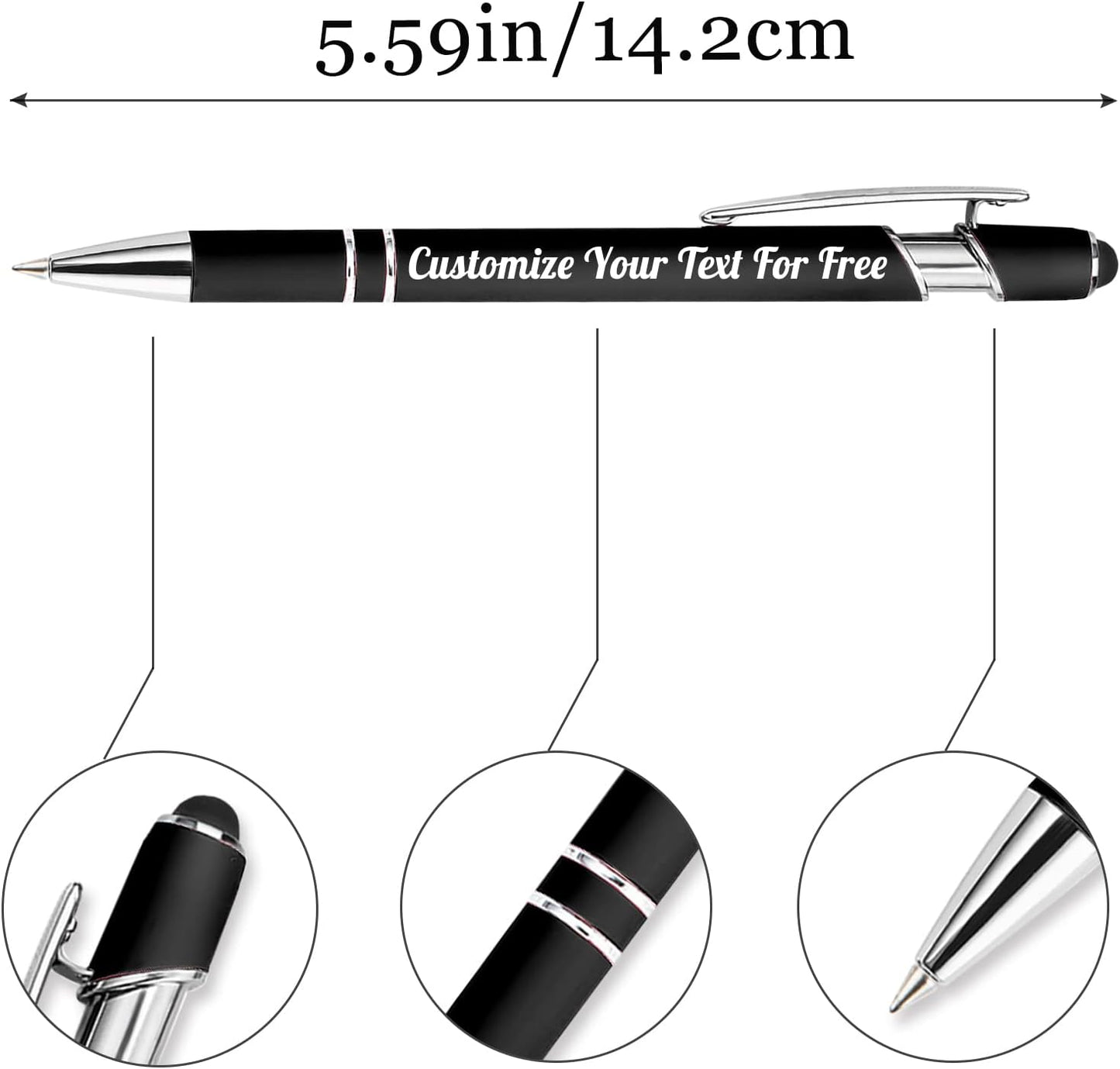 Max 500 Pcs Personalized Pens Bulk, Custom Pens with Free Engraving, Customized Stylus Tip Ballpoint Pen with Your Name Massage Text for School Office Business Graduation Anniversaries-200 Packs