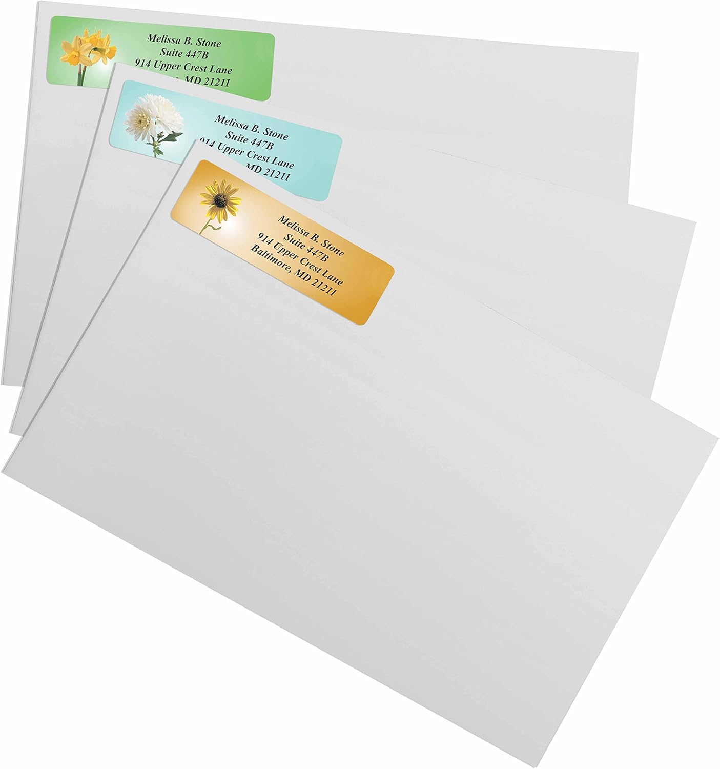 Garden Blossoms Designer Assorted Rolled Address Labels with Elegant Plastic Dispenser - Lumora Desk