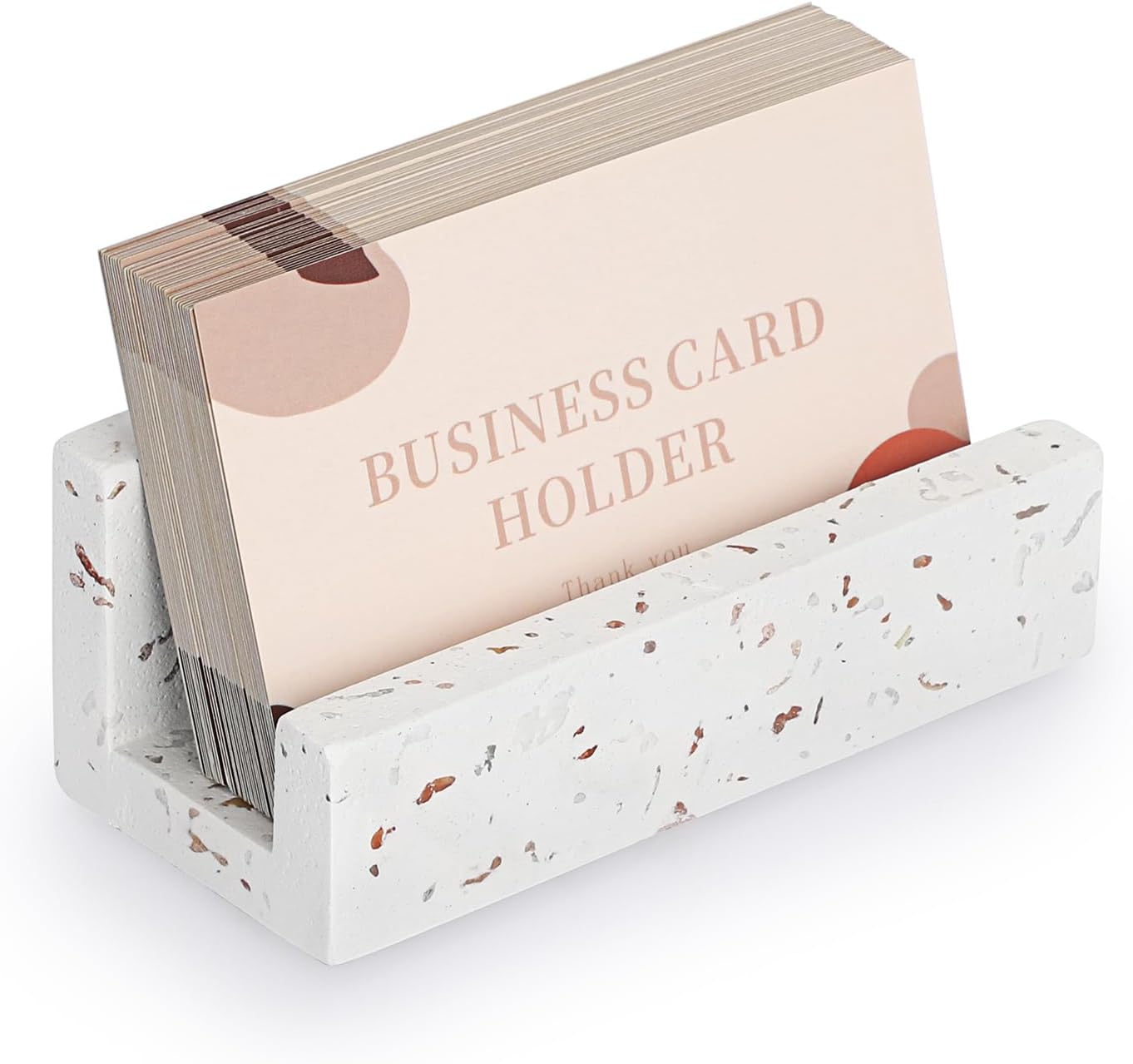 Hipiwe Business Card Holder for Desk Terrazzo Business Card Display Stand Desktop Cards Display Stand for Women Men Concrete Business Card Stand Organizer for Office