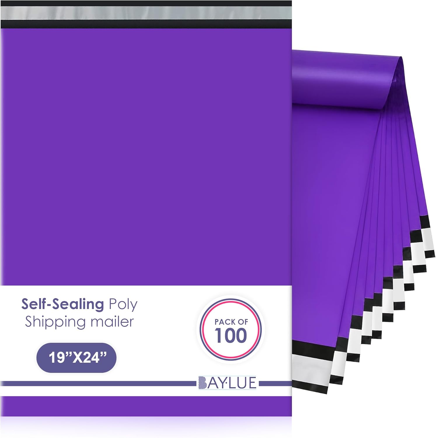Purple Large Poly Mailers 19x24 Inch | Strong Adhesive Self-Seal Mailer Bags | Tear, Tamper, Water Resistant Shipping Envelopes | Thick Strong polymailer Bags XL Clothing Shipping Bags | 100 Pcs Bulk - Lumora Desk