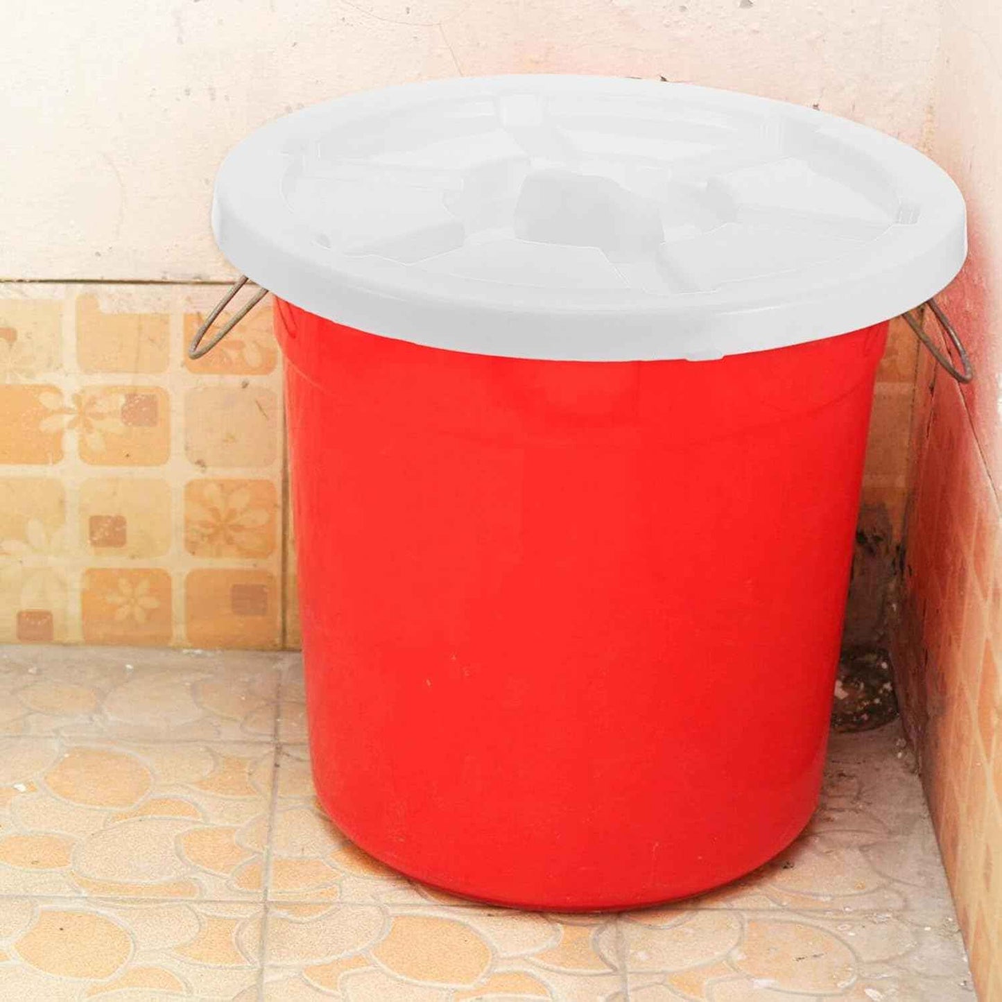 Unomor Garbage Can Lid 45l Thickened White Storage Bin Cover Outdoor Trash Can Sanitation Lid Waterproof for Rounded Waste Bin