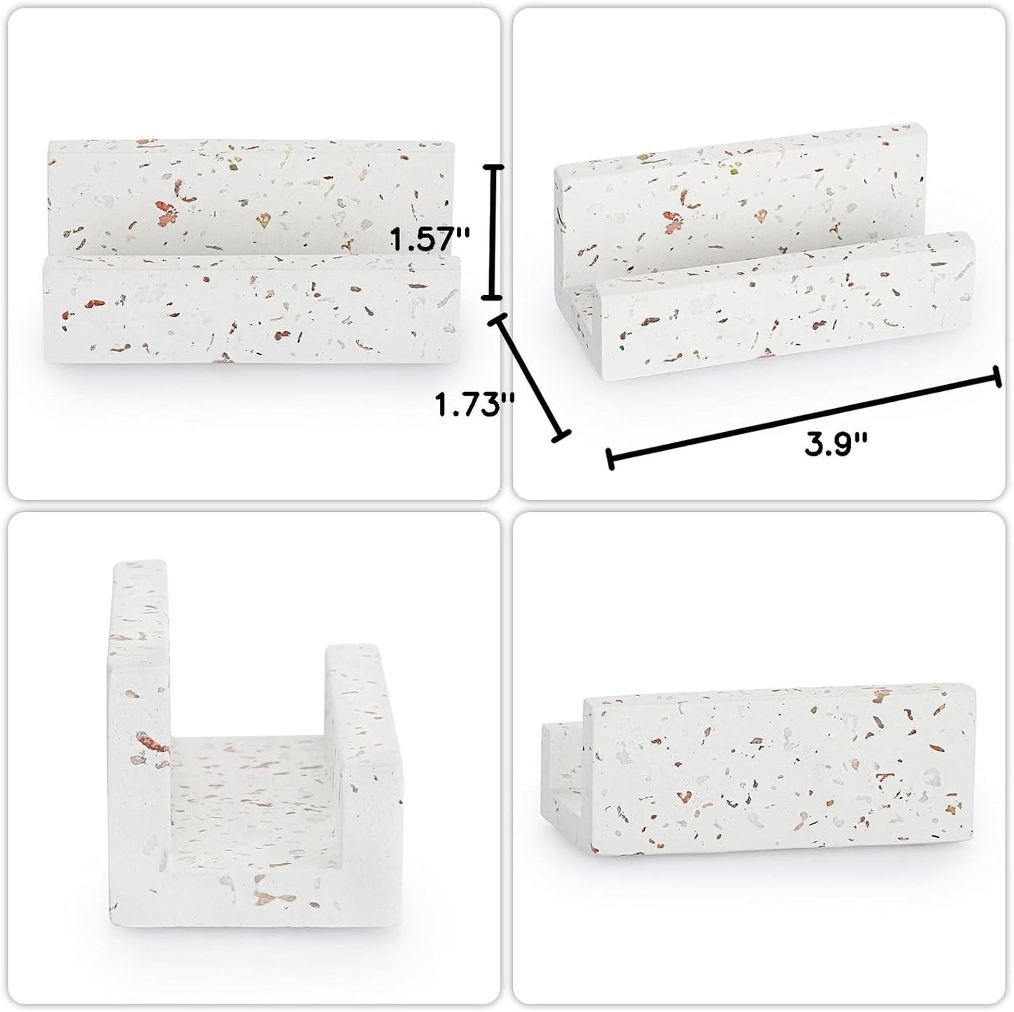 Hipiwe Business Card Holder for Desk Terrazzo Business Card Display Stand Desktop Cards Display Stand for Women Men Concrete Business Card Stand Organizer for Office