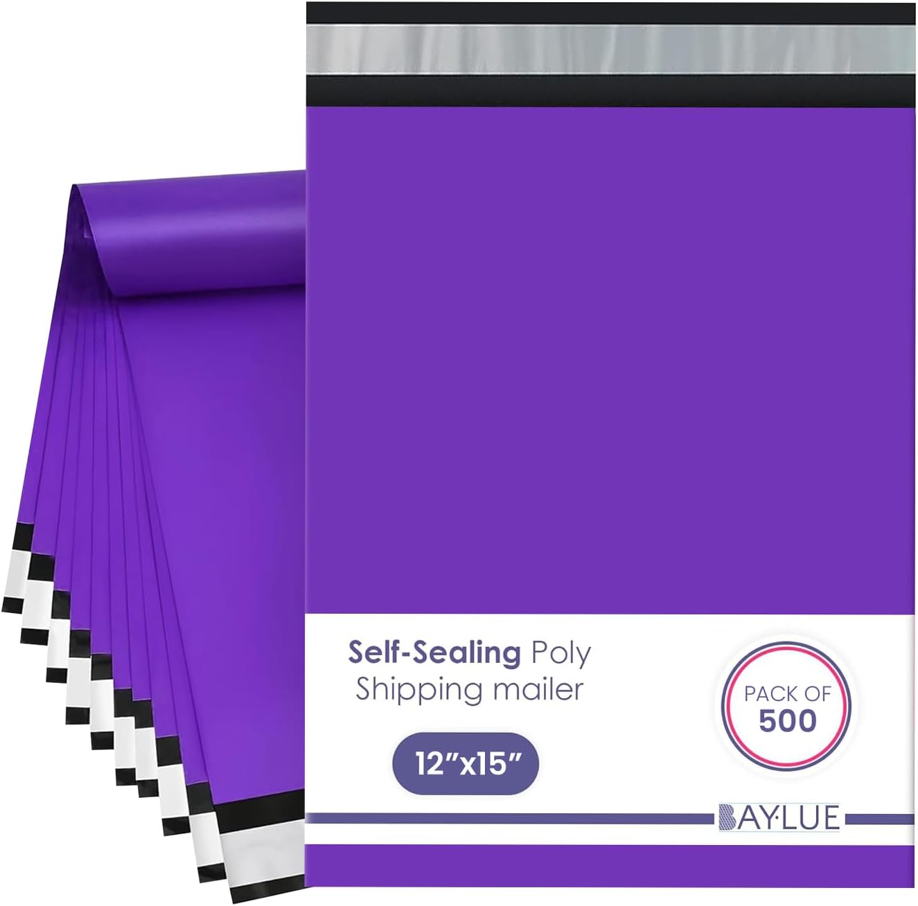 Purple Large Poly Mailers 12x15.5 Inch | Strong Adhesive Self-Seal Mailer Bag | Tear, Tamper, Water Resistant Shipping Envelopes | Thick Strong polymailer Bags | Clothing Shipping Bags | 500 Pcs Bulk - Lumora Desk