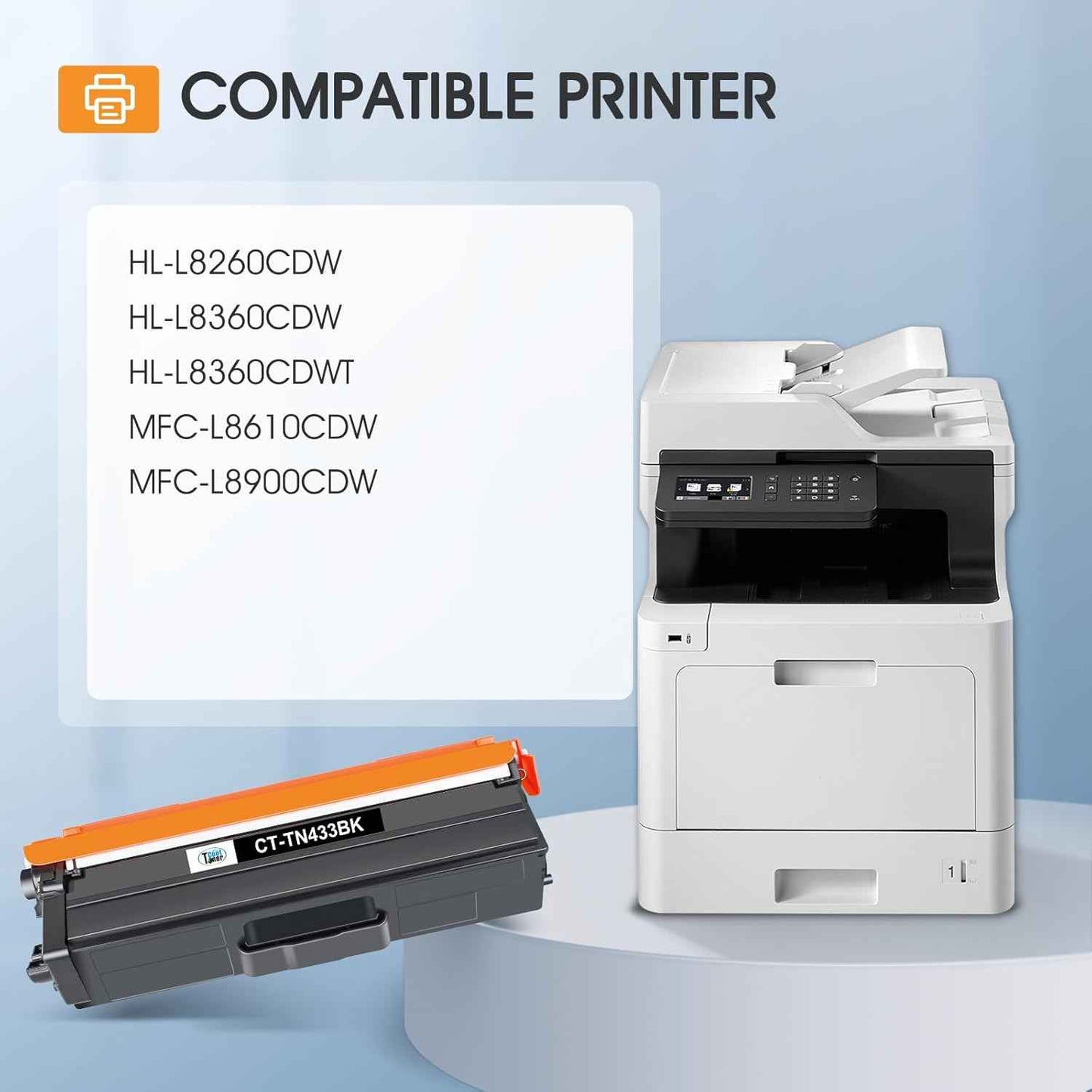 TN433 Toner Cartridge Set TN-433 TN431 MFC-l8900Cdw HL-L8360Cdw Replacement for Brother TN433 TN 433 TN-431 for Brother MFC l8900Cdw HL-L8260Cdw MFC-L8610Cdw HL-L8360Cdwt Printer Ink