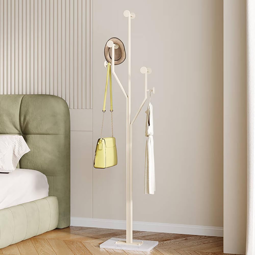 Heavy Duty Coat Rack Tree-shaped Metal Freestanding Coat Tree with Sturdy Marble Base Corner Coat Rack for Bedroom Entryway Hallway 14.96 x 10.24 x 68.9 Inches (White) - Lumora Desk