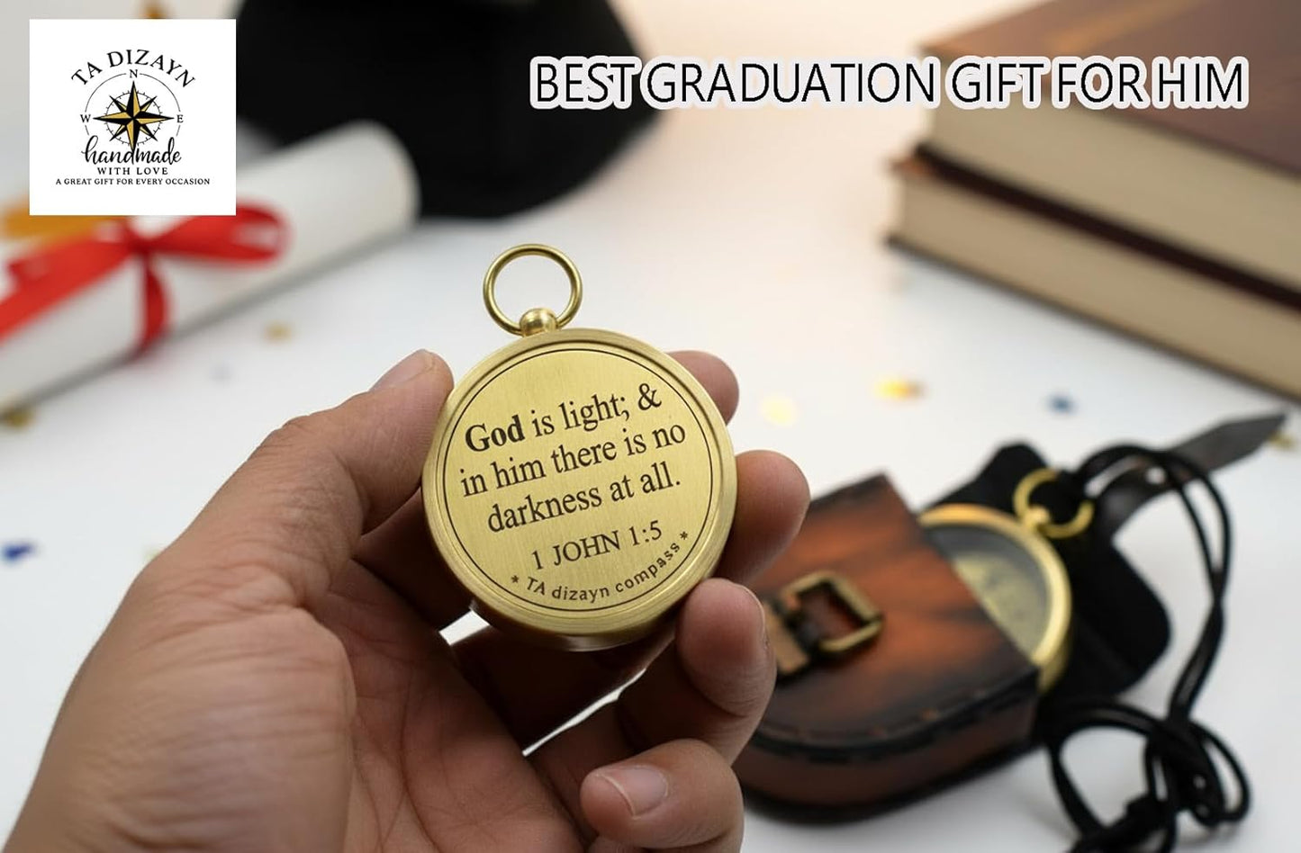 For I Know The Plans I Have For You, Jeremiah 29:11, Solid Brass Directional Engraved Compass, Baptism Gifts for Boys Girls, First Communion, Christian Gifts for Men, First Confirmation Gifts for Boys