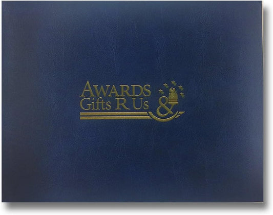SHOP AWARDS AND GIFTS 8. 5” x 11” Padded Certificate Holder with Acetate Cover, Folder for Diploma, Degree, Documents, Awards, Blue, Personalized
