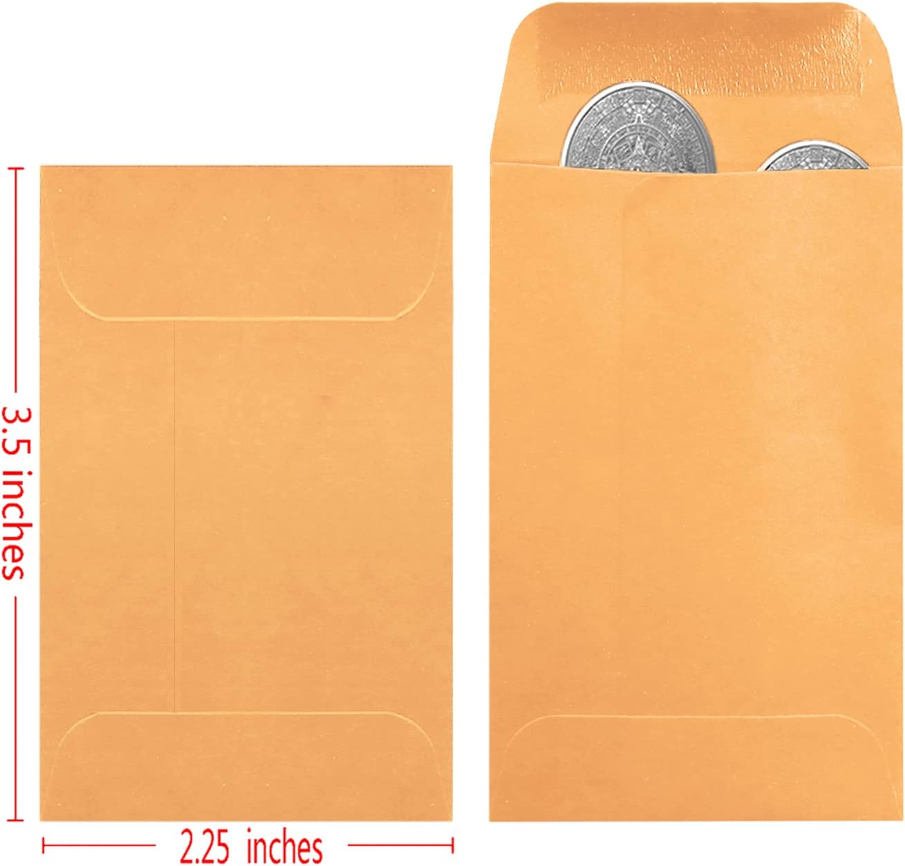 500 Pack #1 Brown Coin Envelope 2.25 X 3.5 inches Kraft Envelopes Classic Small Parts Envelopes with Self Adhesive Gummed Flap for Coins Cash Credit Cards Seeds - Lumora Desk