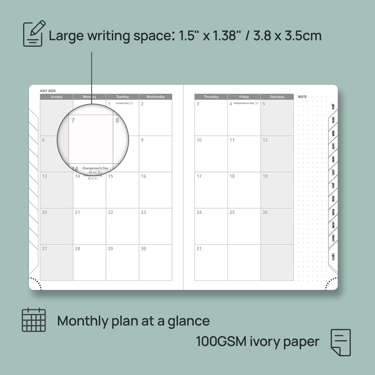 POPRUN Planner 2025-2026, (Medium 6.5'' x 8.5'' Hard Cover) Academic Calendar (July 25-June 26) Daily Weekly and Monthly Appointment Book with Hourly Time Slots, Monthly Tabs, 100 GSM - Navy Blue