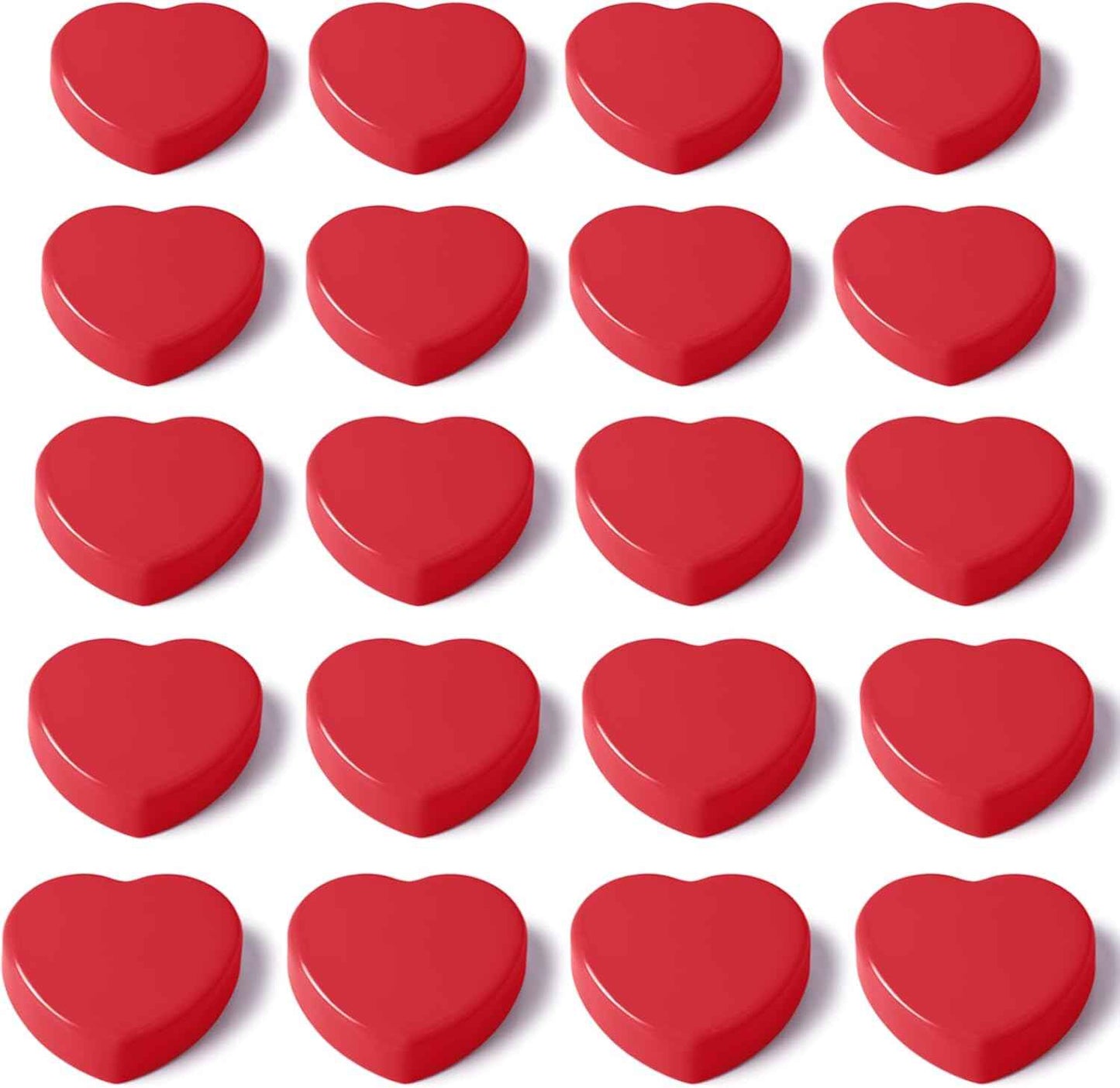 20pcs Heart Fridge Magnets - Heavy Duty Refrigerator Magnets for Whiteboard & Metal Surfaces - Cute Mini Decorative Magnet, Small Strong Magnets for Home Office Classroom Kitchen Locker (Red)