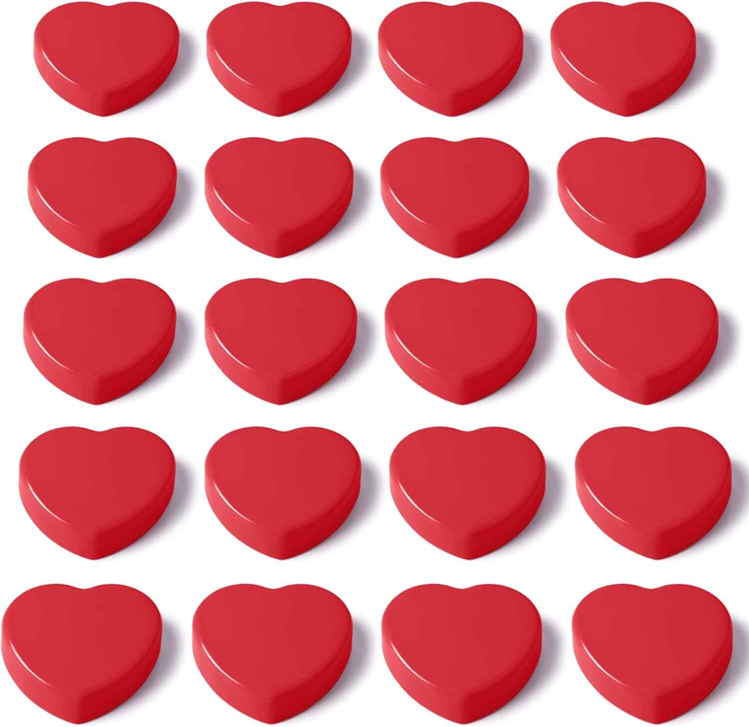 20pcs Heart Fridge Magnets - Heavy Duty Refrigerator Magnets for Whiteboard & Metal Surfaces - Cute Mini Decorative Magnet, Small Strong Magnets for Home Office Classroom Kitchen Locker (Red)