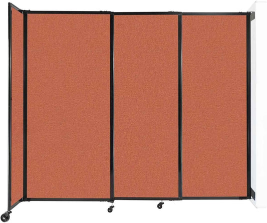Wall-Mounted Sliding StraightWall Room Divider | Adjustable Widths | Locking Wheels | Room Separator | Up to 7'2" Wide x 6' Tall Papaya Fabric Panels - Lumora Desk