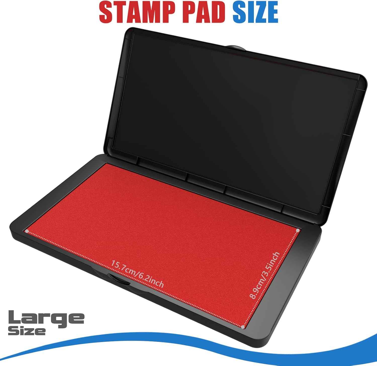 Large Stamp Pad, 6.29 x 3.54 Inch Red Ink Pad Premium Quality Felt Pad Rubber Stamp Ink Pad for Office, Home