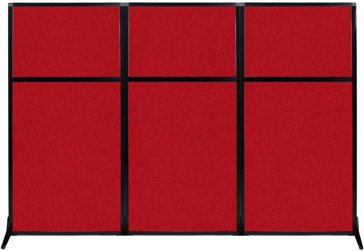 Versare Workstation Partition | Portable Wall Divider | Modern Office Cubicle | Free Standing Privacy Screen | Flexible Work Space | 99" x 70" Red Fabric Panels