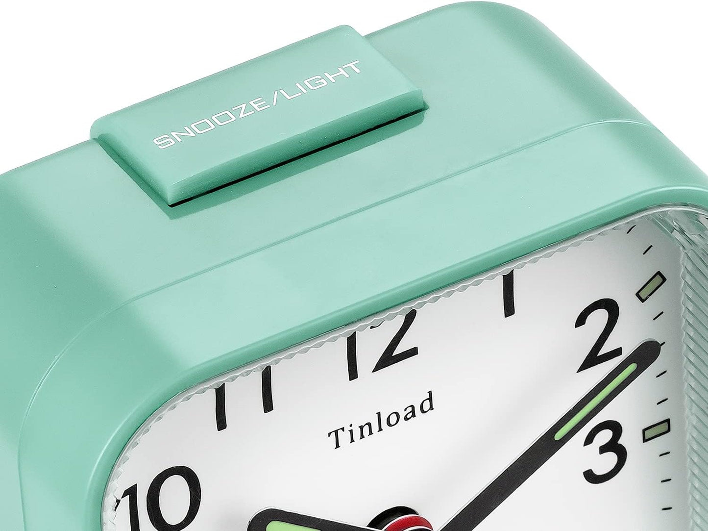 Small Battery Operated Analog Travel Alarm Clock Silent Non Ticking,Gentle Wake, Ascending Beep Sounds, Snooze,Lighted on Demand,Easy Set (Mint Green)