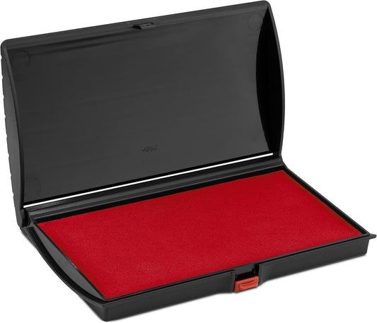 Large Premium Red Ink Stamp Pad - 3" by 6" - Quality Felt Pad - Case with Closing snap