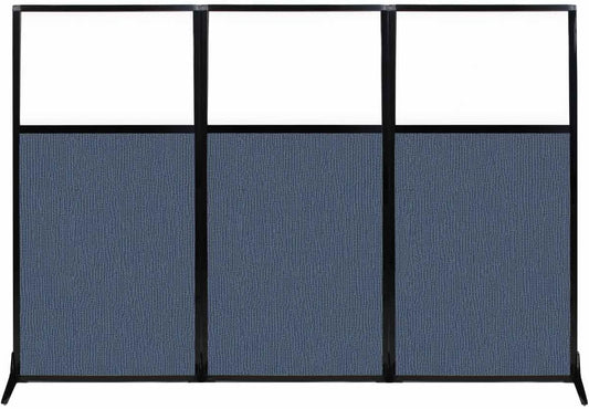Versare Workstation Partition | Portable Wall Divider | Modern Office Cubicle | Free Standing Privacy Screen | Flexible Work Space | 99" x 70" W/Window, Ocean Fabric Panels