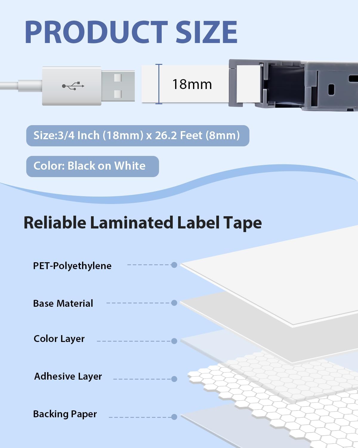 6-Pack TZe-231 Label Tape TZ Tape 12mm 0.47 Laminted White Compatible for Brother Ptouch Label Maker Tape TZe231 TZe-2312pk TZ-231 Refills for P Touch PT-D210 PTD220 H110 D610BT D400, 1/2" x 26.2 ft