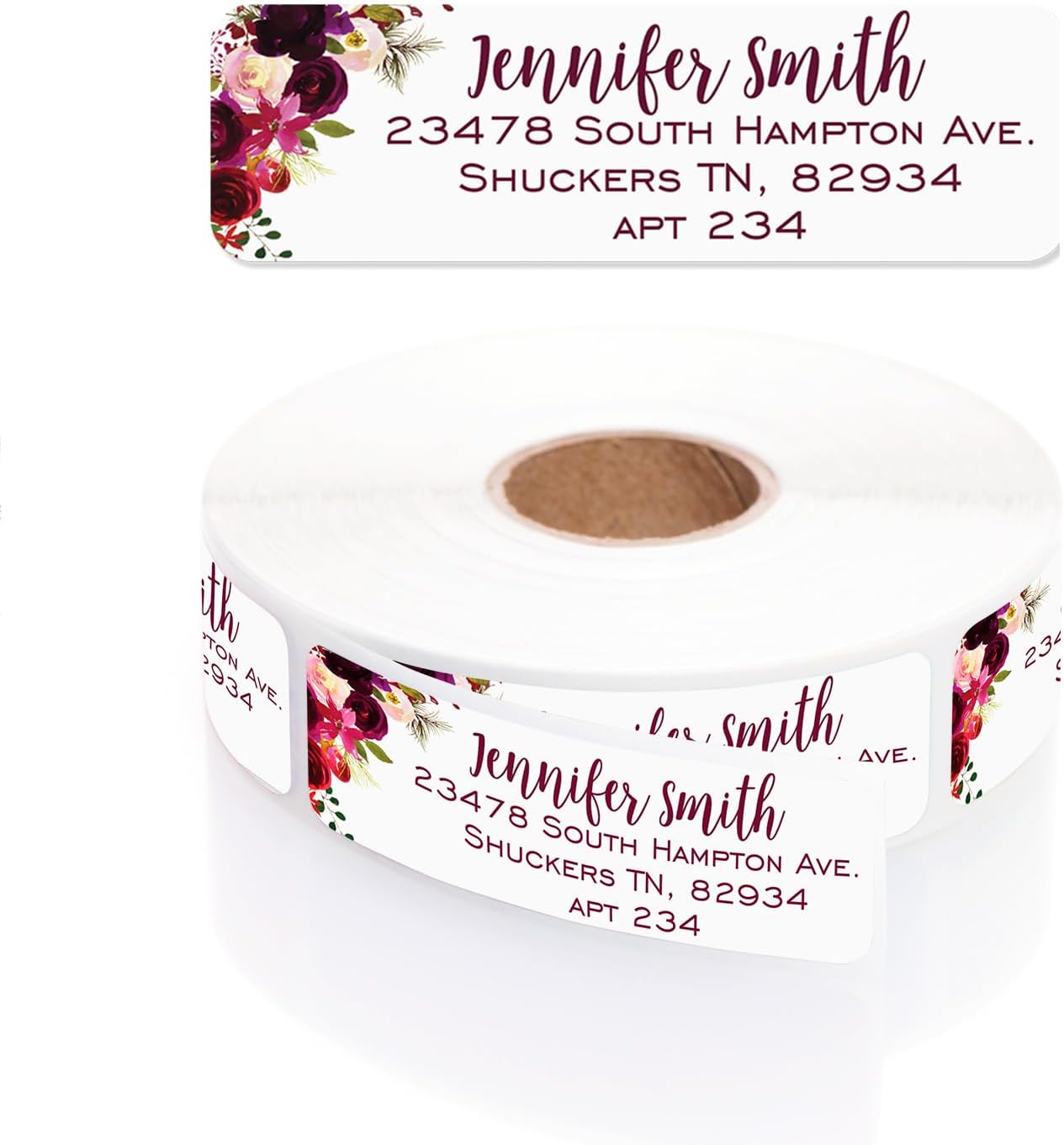 Fall Floral Rolled Address Labels / 500 Personalized Return Address Labels/Designer Address Stickers in Elegant Plastic Dispenser - Lumora Desk