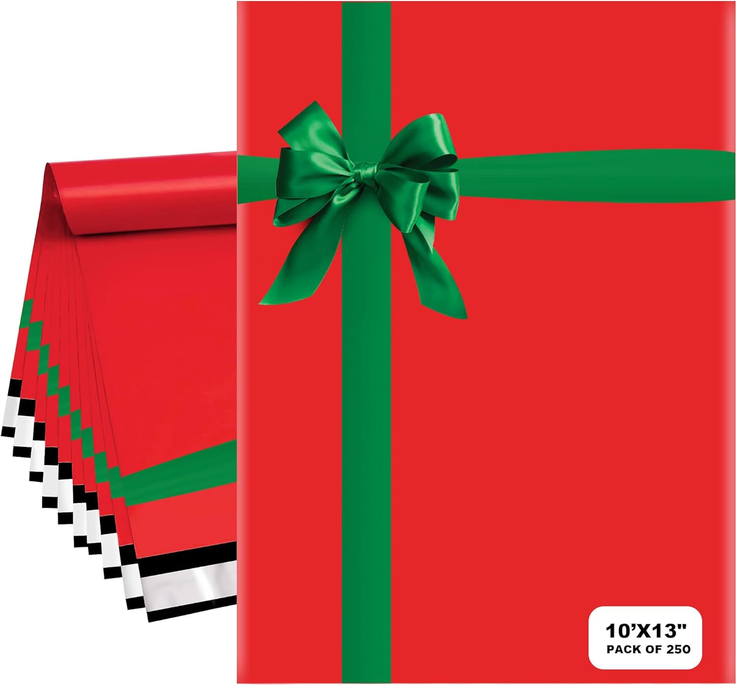 Christmas Poly Mailers 10x13 Inch | Self-Seal Holiday Packaging Envelopes | Red Green Gift Shipping Bag | Christmas polymailer bags Mailer Envelopes | Xmas Large Holiday Mailing Envelope | Pack of 250 - Lumora Desk