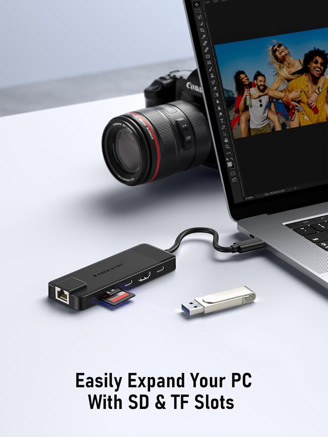 USB C Docking Station - 10 in 1 with Gigabit Ethernet, 4K HDMI, 4*USB A 3.0/2.0, 100w PD, USB-C 3.0, SD/TF USB Hub Multiport Adapter for MacBook Pro/Air