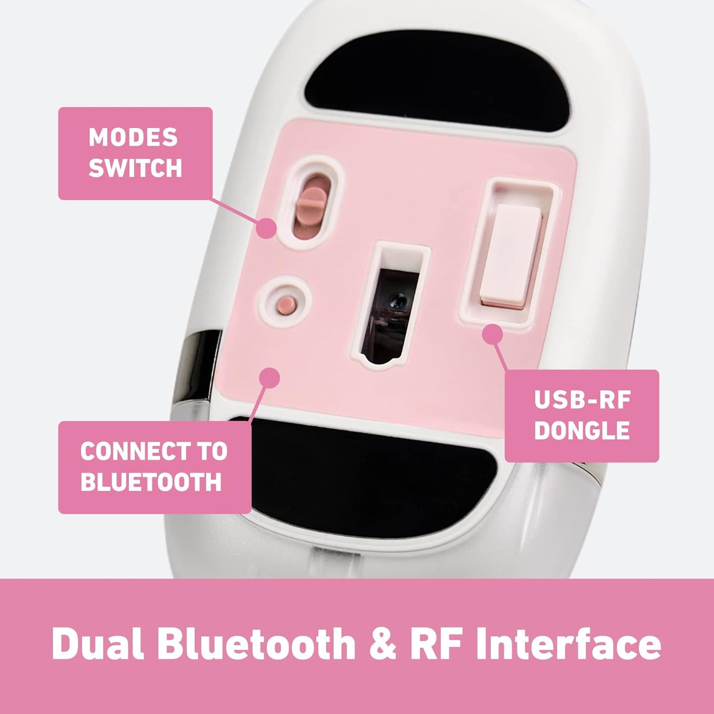Azio IZO Wireless Optical Mouse - Bluetooth 3.0 & 5.0/2.4G RF-USB, Ambidextrous Design, PixArt PAW3212 Sensor, 1000/1600/2400 DPI, Rechargeable, PC & Mac