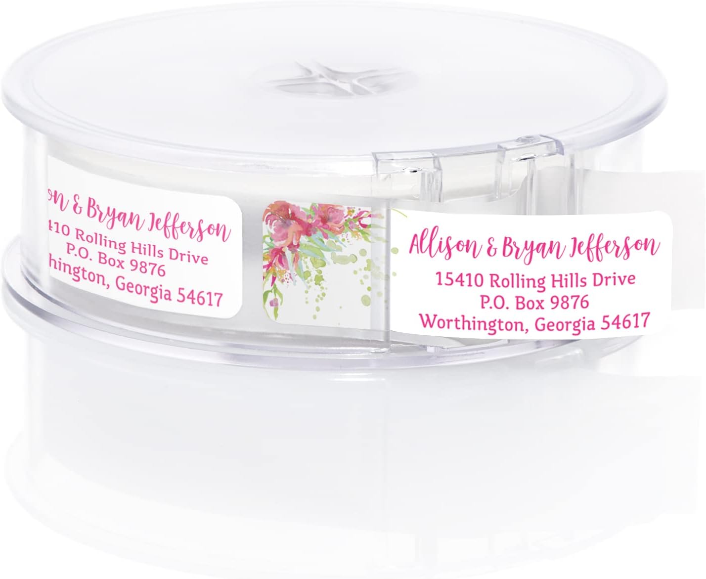Bright Watercolor Floral Rolled Address Labels / 5 Vibrant Flower Bouquet Designs/Roll of 250 Personalized Address Labels/Designer Return Address Stickers in Elegant Plastic Dispenser - Lumora Desk