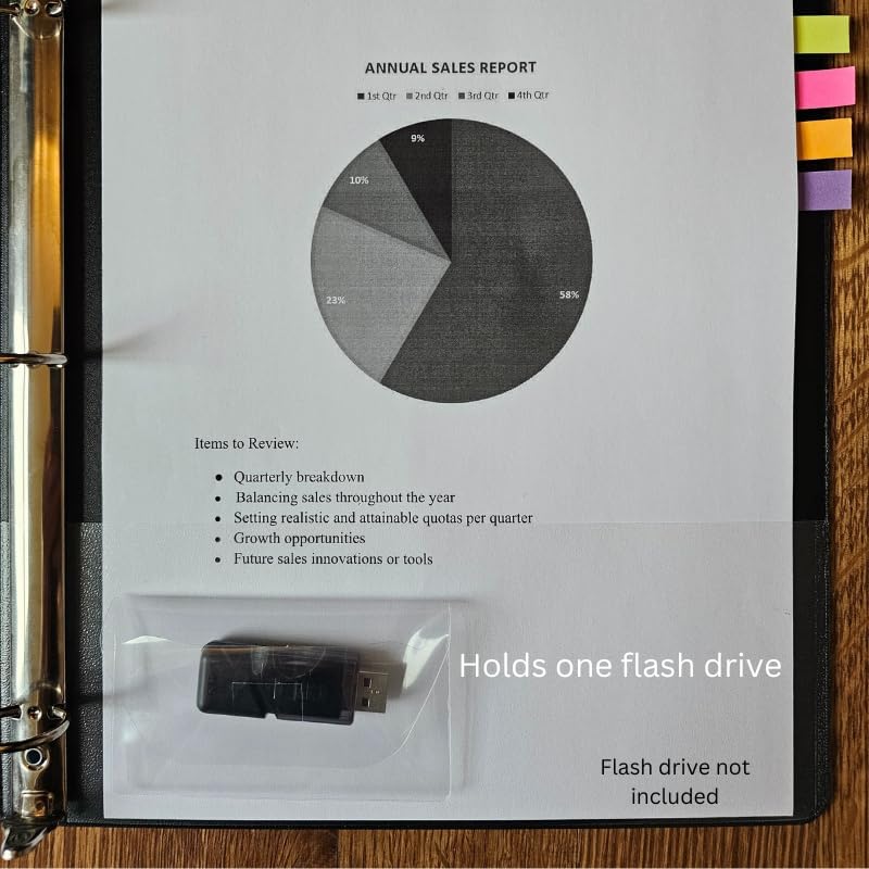 Business Card Pocket - Flash Drive Pocket - Self Adhesive - Open Long - Resealable Flap - BIS10130 (10-Pack), Clear