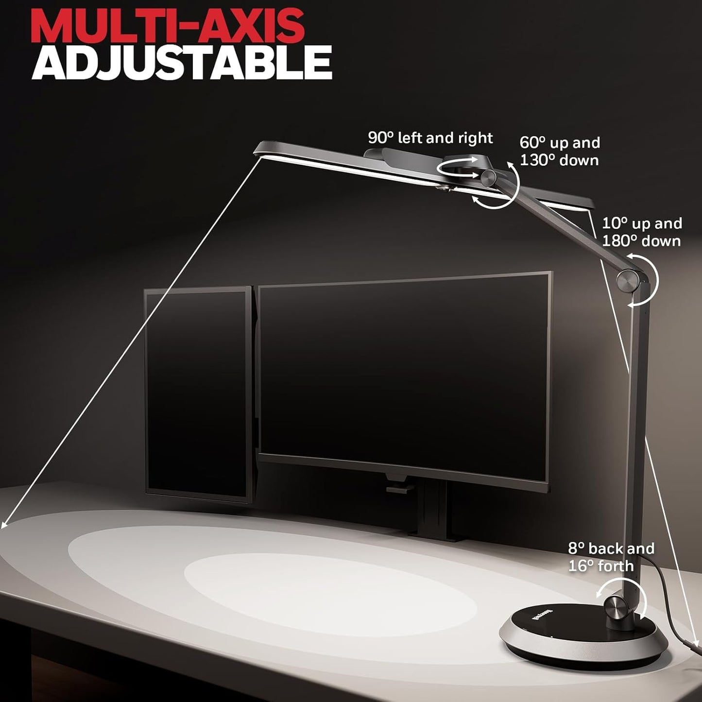 Honeywell Desk Lamp for Home Office, H9 Sunturalux™ Eye-Caring LED Desk Light, 1000LM Dimmable Desk Lamp with Timer and Auto-Sensing, Adjustable Desk Reading Light or Study, Cumputer, Architect - Lumora Desk