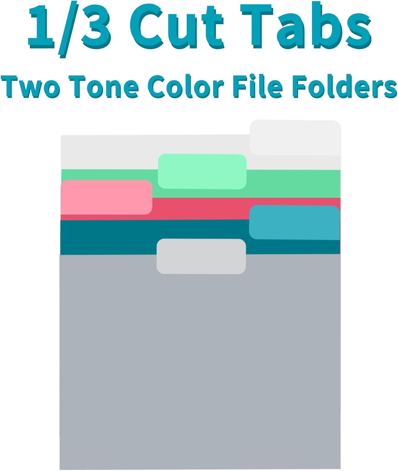 36 Packs Colored File Folders,Grey File Folders,Two Tone Color File Folder 8.5 x 11 Inch,1/3 Cut Tabs Letter Size,Manila File Folders for Office,School and Home,Organization