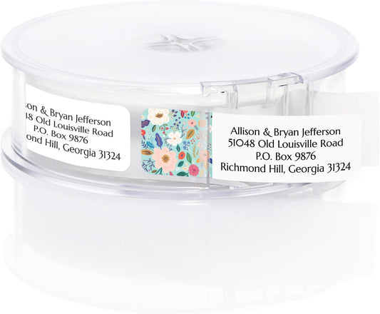 Multi-Floral Print Rolled Address Labels / 250 Personalized Return Address Labels/Designer Address Stickers in Elegant Plastic Dispenser - Lumora Desk