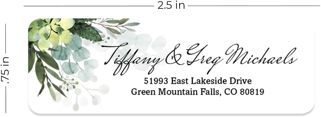 Floral Greenery Rolled Address Labels/Roll of 500 Personalized Address Labels/Designer Return Address Stickers in Elegant Plastic Dispenser - Lumora Desk