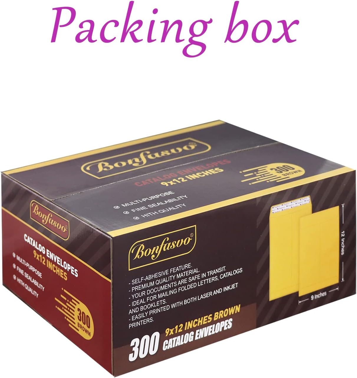 300 Pack 9x12 Brown Catalog Envelopes Peel & Seal Security Mailing Envelopes 120GSM Kraft Paper self Seal Envelopes for Invitations Papers Photos Documents Pictures Papers Files - Lumora Desk