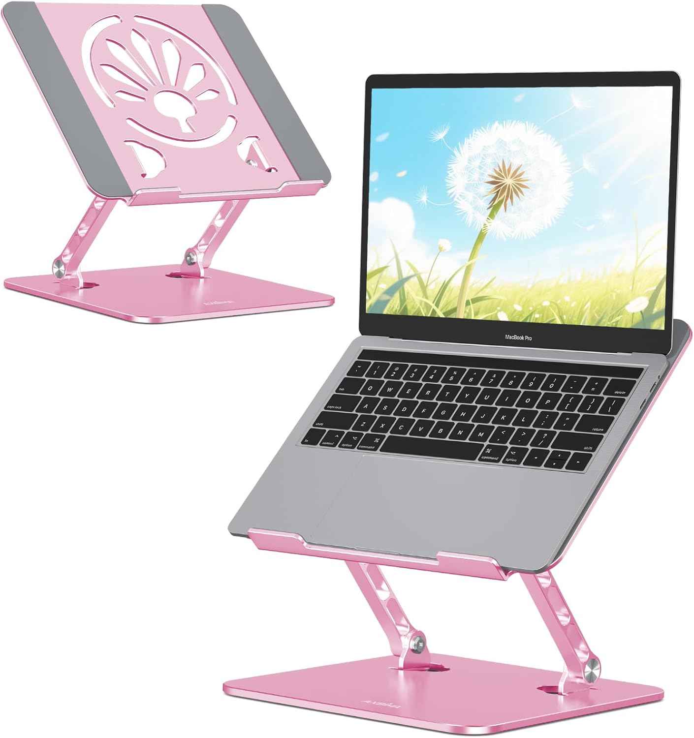 Aluminum Laptop Stand Adjustable Height & Angle | Ergonomic Riser for MacBook, Notebook & Tablet | Foldable, Portable, Ventilated Design for Office, Home, Travel – Fits 10"-15.6" Devices,Pink