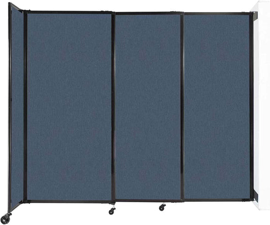 Wall-Mounted Sliding StraightWall Room Divider | Adjustable Widths | Locking Wheels | Room Separator | Up to 7'2" Wide x 6' Tall Ocean Fabric Panels - Lumora Desk