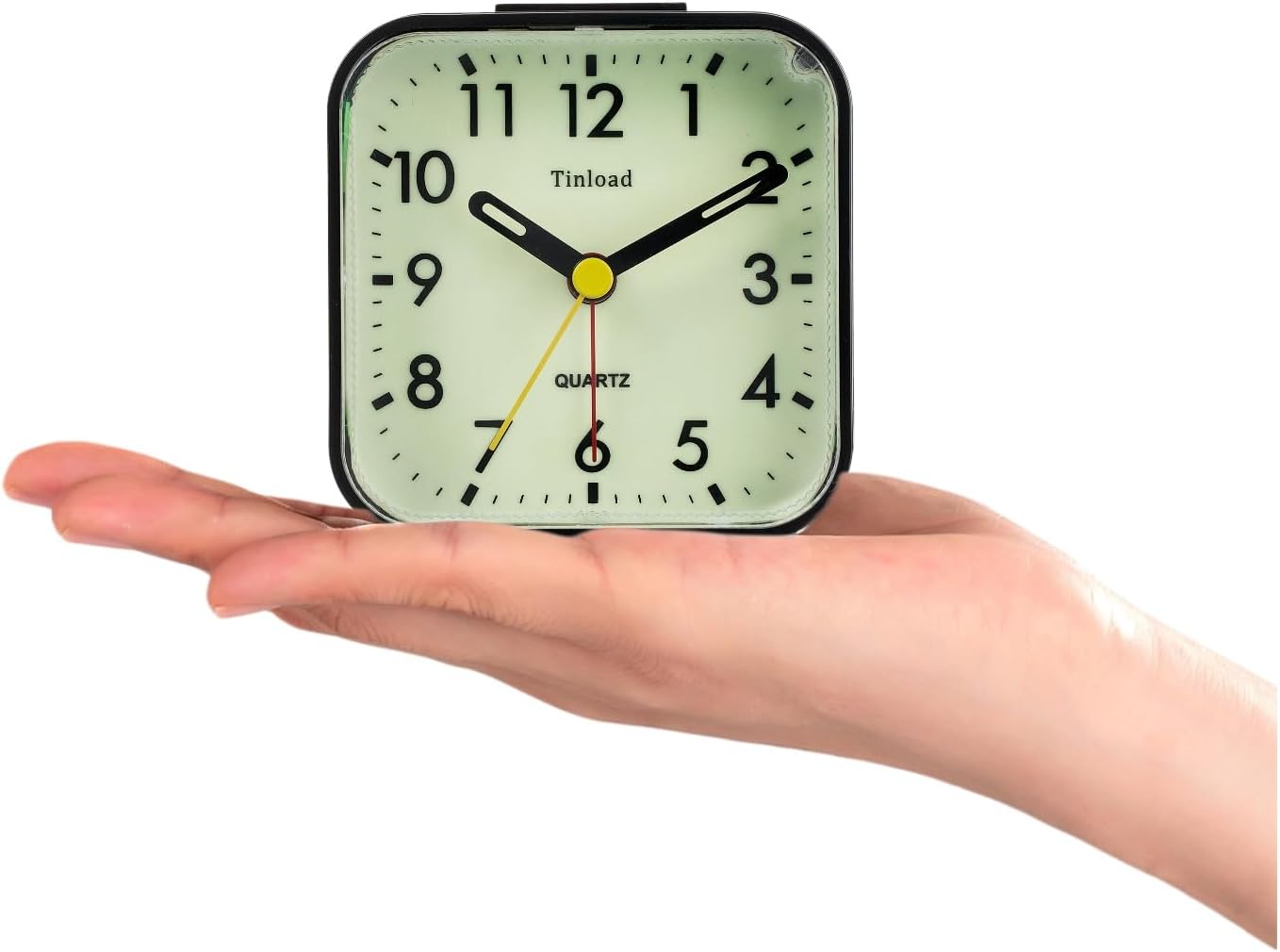 Small Battery Operated Analog Travel Alarm Clock Silent Non Ticking,Gentle Wake, Ascending Beep Sounds, Snooze,Lighted on Demand, Glow in Dark dial,Easy Set