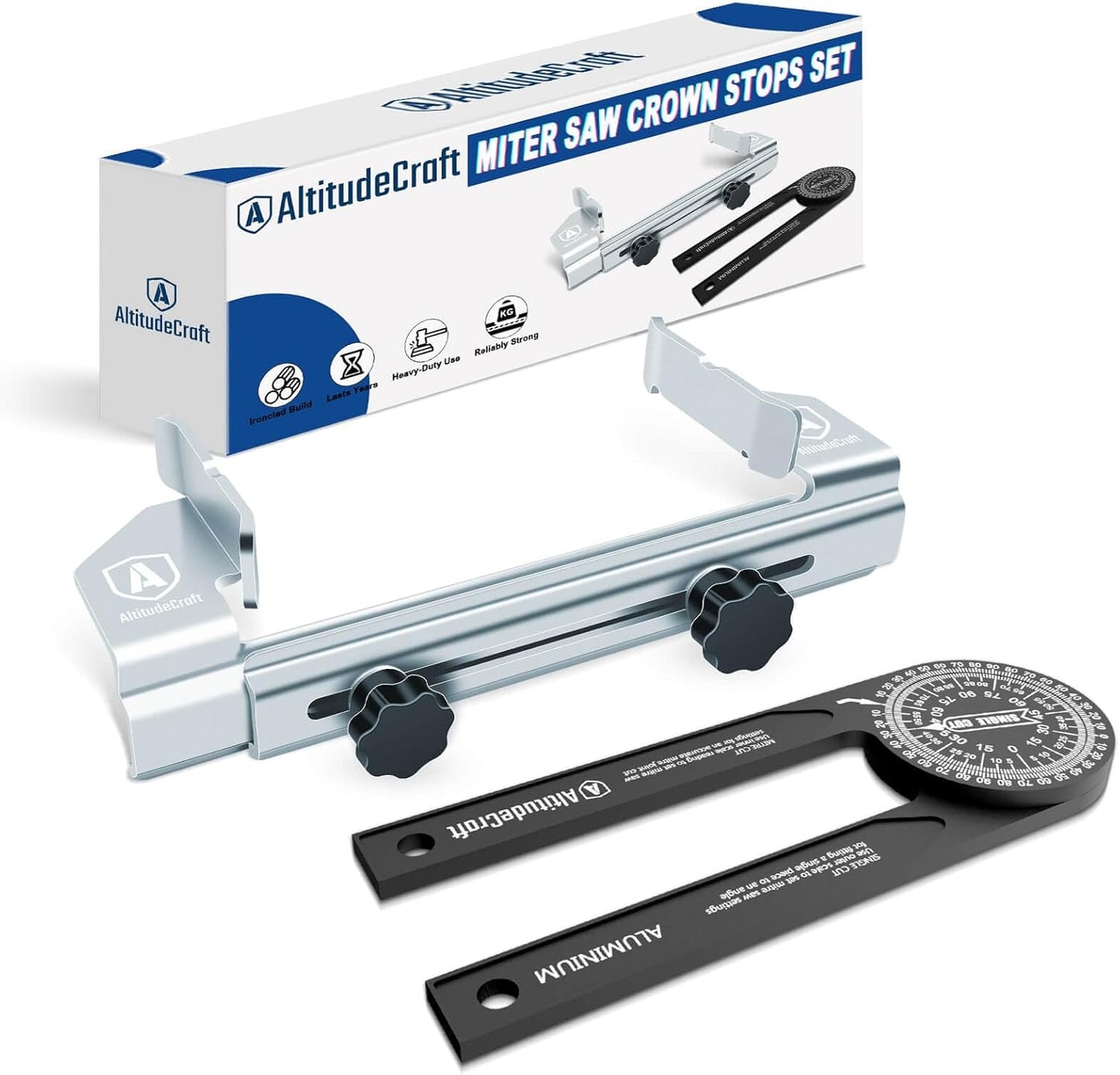 Miter Saw Crown Stops & Protractor Set – Precision Angle Tool Kit for Accurate Crown Molding, Trim, and Carpentry Work