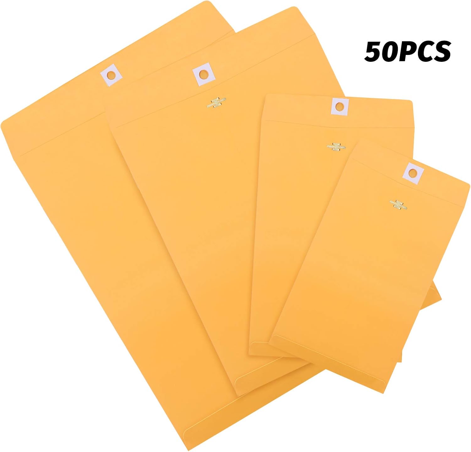 Frienda 4 Sizes Clasp Envelopes Kraft Paper Catalog Clasp Envelope with Closure for Filing, Storing or Mailing Documents, 50 Pieces(5 x7 In, 6 x 9 In, 9 x 12 In, 10 x 13 In,Yellow) - Lumora Desk